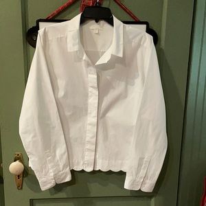 COS White Button Up Shirt w/Scallop Hem 14